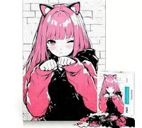 Puzzle da 1000 pezzi con ragazza gatto anime e graffiti per adolescenti,attività divertente per lo sviluppo della mente,pezzi di dimensioni uniformi e precisi,rilassante attività di gruppo al chiuso