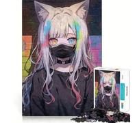 Puzzle da 1000 pezzi con ragazza gatto anime e graffiti,sfida mentale,taglio di alta precisione,divertente passatempo (38x52cm)