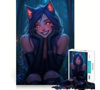 Puzzle da 1000 pezzi con ragazza gatto anime nella foresta,gioco di concentrazione mentale,taglio di precisione,bordi lisci,gioco significativo per costruire connessioni (38x52cm)