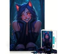 Puzzle da 1000 pezzi con ragazza gatto anime nella foresta,gioco per lo sviluppo delle capacità cognitive,superficie liscia e priva di sbavature,rilassante attività di gruppo al chiuso (38x26cm)