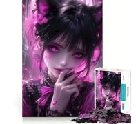 Puzzle da 1000 pezzi con ragazza gatto mistica per adolescenti, ideale per migliorare la memoria, senza stress, con design da assemblare e un regalo speciale (50x75cm)