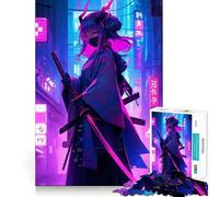 Puzzle da 1000 pezzi con ragazza geisha samurai giapponese per adolescenti, giocattolo stimolante per l'intelletto, relax mentale, taglio di qualità, regalo per le vacanze (38x26cm)