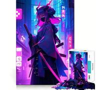 Puzzle da 1000 pezzi con ragazza geisha samurai giapponese per adulti e ragazzi, gioco di logica, per la casa, divertimento, taglio di qualità, regalo classico (50x75cm)