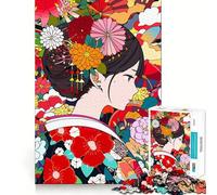 Puzzle da 1000 pezzi con ragazza giapponese,fiori,manga,taglio senza soluzione di continuità,gioco stimolante per la mente,gioco rilassante,divertente,regalo di compleanno,hobby (38x26cm)