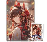 Puzzle da 1000 pezzi con ragazza giapponese, gioco divertente per lo sviluppo cognitivo, regalo speciale per una celebrazione premurosa, dimensioni 50x75cm