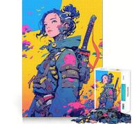 Puzzle da 1000 pezzi con ragazza guerriera cyberpunk per adolescenti,stimolante per la mente,ad incastro perfetto,senza spazi vuoti,ideale per attività di gruppo rilassanti in casa (50x75cm)