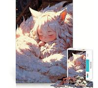 Puzzle da 1000 pezzi con ragazza Kitsune addormentata, ideale per adulti e ragazzi, per migliorare la memoria, per un relax leggero e piacevole, con tagli netti e un regalo delizioso 50x75cm