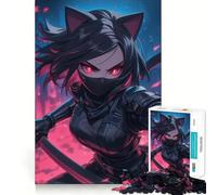 Puzzle da 1000 pezzi con ragazza ninja dalle orecchie di gatto,taglio preciso,divertente gioco di abilità mentale,gioco per il tempo libero,regalo festivo (38x26cm)