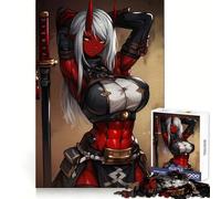 Puzzle da 1000 pezzi con ragazza Oni rossa e katana per adolescenti, gioco di puzzle stimolante e divertente, con tagli netti e oggetti da collezione (38x26cm)