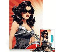 Puzzle da 1000 pezzi con ragazza pin-up e motocicletta per adolescenti, rompicapo rilassante, taglio di alta qualità, regalo di Natale (38x52cm)