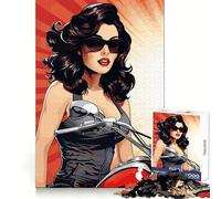 Puzzle da 1000 pezzi con ragazza pin-up e motocicletta per adolescenti, rompicapo rilassante, taglio di alta qualità, regalo di Natale (38x52cm)