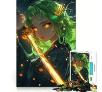 Puzzle da 1000 pezzi con ragazza samurai al neon in stile anime, gioco di abilità mentale, facile da assemblare, regalo stagionale (38x52cm)