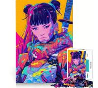 Puzzle da 1000 pezzi con ragazza samurai cyberpunk per adolescenti, giocattolo per allenare la mente, rilassante, artistico, da assemblare, (50x75cm)