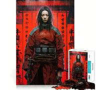 Puzzle da 1000 pezzi con ragazza samurai cyberpunk per adolescenti, gioco di logica, divertimento in famiglia, bordi trasparenti, calda sorpresa (50x75cm)