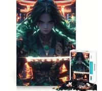 Puzzle da 1000 pezzi con ragazza samurai e katana al neon per adulti e ragazzi, gioco di logica e intrattenimento per la casa (50x75cm) Regalo classico di alta qualità