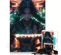 Puzzle da 1000 pezzi con ragazza samurai e katana al neon per adulti, ideale per stimolare la memoria, per un divertimento rilassante, con taglio di alta qualità e un regalo memorabile (38x26cm)