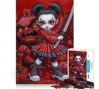 Puzzle da 1000 pezzi con ragazza samurai e rosa rossa per adolescenti, sfida mentale, divertimento rilassante, taglio preciso, regalo festivo (38x26cm)