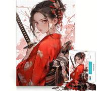 Puzzle da 1000 pezzi con ragazza samurai in kimono e katana, ideale per adolescenti Gioco di logica e svago, con bordi lisci e di alta qualità (38x52cm)