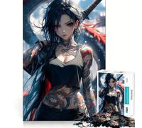 Puzzle da 1000 pezzi con ragazza samurai in stile anime, per adulti e ragazzi Ricorda, costruisci lentamente, goditi l'arte del taglio preciso, oggetto da collezione (38x52cm)