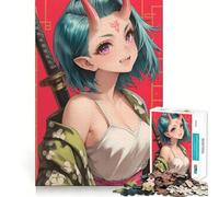 Puzzle da 1000 pezzi con ragazza samurai Oni e spada, ideale per adulti, regalo che stimola la memoria e favorisce il rilassamento mentale Taglio di alta qualità Sorpresa calda e piacevole (50x75cm)