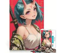 Puzzle da 1000 pezzi con ragazza samurai Oni e spada, ideale per adulti, regalo che stimola la memoria e il rilassamento mentale Taglio di alta qualità Sorpresa calda e piacevole (38x26cm)