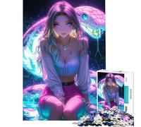 Puzzle da 1000 pezzi con ragazza serpente al neon sfida impegnativa da completare gioco educativo difficile adatto a persone dai 14 anni in su (38x52cm)