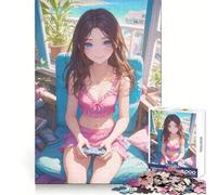 Puzzle da 1000 pezzi con ragazza sexy che gioca ai videogiochi, ideale per adulti Migliora la memoria, rilassa la mente e offre bordi precisi Lista dei desideri di Babbo Natale 50x75cm