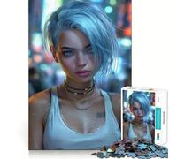Puzzle da 1000 pezzi con ragazza sexy in stile cyberpunk, ideale per adolescenti, gioco di logica, antistress, taglio preciso e artistico 38x26cm