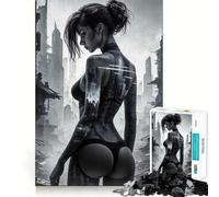 Puzzle da 1000 pezzi con ragazza sexy in stile cyberpunk per adolescenti, gioco di logica solido, divertimento rilassante, taglio di precisione, oggetto da regalo di Babbo Natale 38x26cm