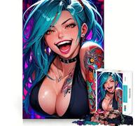 Puzzle da 1000 pezzi con ragazza sexy tatuata per adolescenti, gioco per esercizi mentali, relax, design, assemblaggio, lista dei desideri di Babbo Natale 38x26cm
