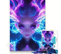 Puzzle da 1000 pezzi con ragazza spirito anime celeste al neon,taglio liscio,gioco creativo,giocattolo rilassante,regalo di Natale (50x75cm)