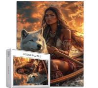 Puzzle da 1000 pezzi con ragazza tribale a remare a barca per adulti tramonto sfondo artistico puzzle colorato fai da te per la decorazione della casa regali puzzle famiglia perfetto per serate di