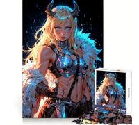 Puzzle da 1000 pezzi con ragazza vichinga in stile anime, ideale per adolescenti Migliora la memoria, è un'attività rilassante, tagliata al laser e rappresenta un regalo premuroso (50x75cm)