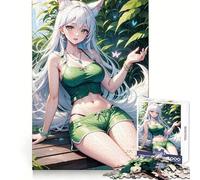 Puzzle da 1000 pezzi con ragazza volpe anime bianca per adolescenti, ideale per il benessere mentale e il relax (38x26cm) Perfetto per creare un puzzle e regalare