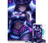 Puzzle da 1000 pezzi con ragazza volpe anime dagli occhi azzurri,ideale per adolescenti,per stimolare la mente Gioco a incastro preciso,senza spazi vuoti Attività rilassante di gruppo al chiuso