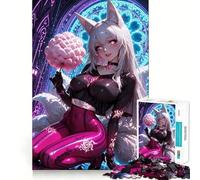 Puzzle da 1000 pezzi con ragazza volpe anime e zucchero filato per adulti,gioco di memoria,incastro perfetto senza spazi vuoti,attività rilassante per la pausa mentale (38x52cm)