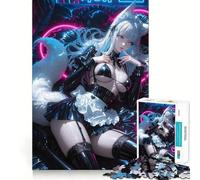 Puzzle da 1000 pezzi con ragazza volpe anime in abito di lattice,gioco creativo per sviluppare le capacità di costruzione,incastro perfetto,nessun pezzo si stacca,attività per rafforzare i legami