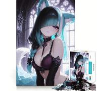 Puzzle da 1000 pezzi con ragazza volpe anime in ambientazione gotica,ideale per adolescenti Gioco divertente e coinvolgente,incastro perfetto senza spazi vuoti,perfetto per una serata in famiglia