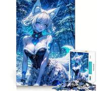 Puzzle da 1000 pezzi con ragazza volpe anime nella foresta invernale,ideale per adolescenti,stimolante per,con incastri precisi e senza spazi vuoti,perfetto per attività di gruppo rilassanti in casa