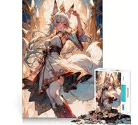 Puzzle da 1000 pezzi con ragazza volpe bianca in stile anime,ideale per adolescenti,stimolante per la mente,con incastri precisi e senza spazi vuoti,perfetto per attività di gruppo al chiuso (50x75cm)