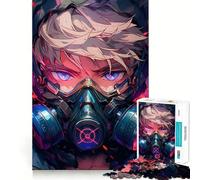 Puzzle da 1000 pezzi con ragazzo anime con maschera antigas per adolescenti,stimolante per la mente,divertimento senza spazi vuoti,incastro perfetto,piacevole svago per interni (38x26cm)
