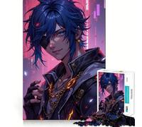 Puzzle da 1000 pezzi con ragazzo anime e benda sull'occhio,divertente gioco con tecnologia di taglio laser avanzata,giocattolo per interni per le vacanze (38x26cm)