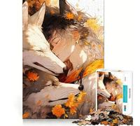Puzzle da 1000 pezzi con ragazzo anime,lupi e fiori,gioco di concentrazione,tecnica di taglio professionale,hobby affascinante per i momenti di svago (38x26cm)