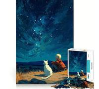 Puzzle da 1000 pezzi con ragazzo e gatto che osservano le stelle,gioco di assemblaggio,stimolante per la mente,rilassante,regalo di compleanno (38x26cm)