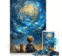 Puzzle da 1000 pezzi con ragazzo e volpe che guardano una galassia,design a bordi fini,puzzle logico per il tempo libero,regalo di compleanno divertente (50x75cm)