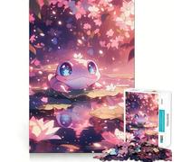 Puzzle da 1000 pezzi con rana e fiore di ciliegio in stile anime per adolescenti,divertente attività di gruppo al chiuso con pezzi di dimensioni uniformi e rilassanti (38x52cm)