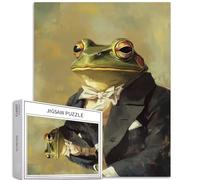 Puzzle da 1000 pezzi con rana vittoriana Gentleman per adulti pittura vintage sfondo artistico puzzle colorato fai da te per la decorazione della casa regali puzzle famiglia perfetto per serate di