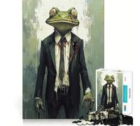 Puzzle da 1000 pezzi con rana zombie in abito elegante,gioco cognitivo per ragazzi,perfetto per stimolare la creatività,ideale per giochi in famiglia (50x75cm)