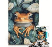 Puzzle da 1000 pezzi con rane tra le foglie, gioco rilassante, antistress, amici e familiari 50x75cm
