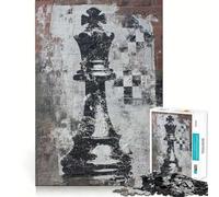 Puzzle da 1000 pezzi con re degli scacchi e graffiti su muro di mattoniGioco di precisione e divertente che stimola la menteUn regalo perfetto per momenti di relax e tranquillità,ideale per Natale